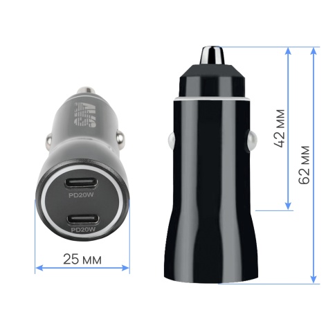 Автомобильное ЗУ AVS UC-740, 2 PD Type-C, 6.0 А, 40 Вт (A07318S) фото 5