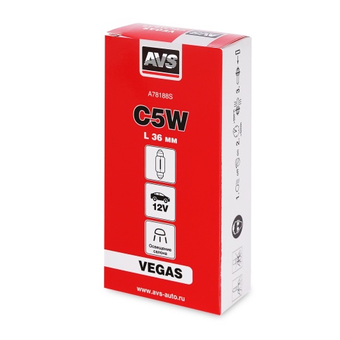 Лампа AVS Vegas 12V.С5W(SV8.5/8)L36мм. BOX 10шт. фото 4