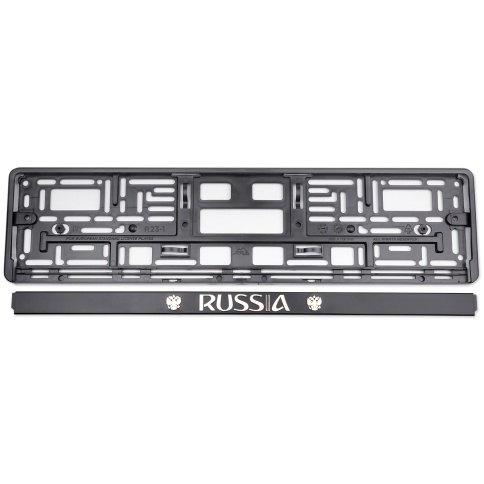 Рамка под номерной знак книжка, рельеф "Russia" (чёрный, золото) AVS RN-09 фото 2