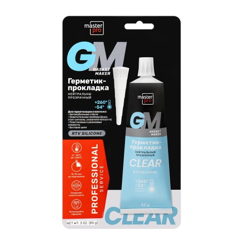 Герметик-прокладка нейтральный MasterPro "прозрачный" 85 г AVS AVK-347 фото 2