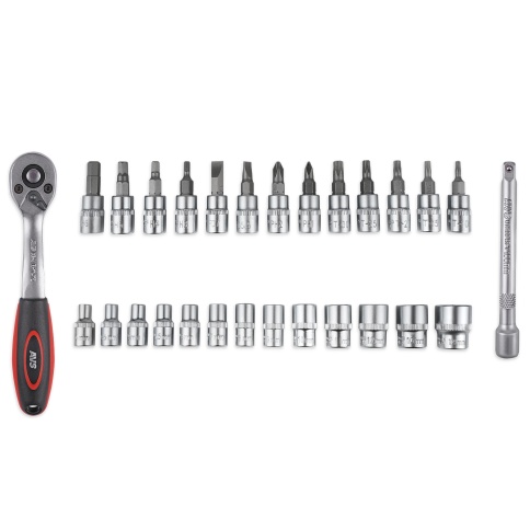 Набор головок торцевых с аксессуарами 1/4"DR (4-14 мм) (28 предметов) AVS NG14-28P фото 3