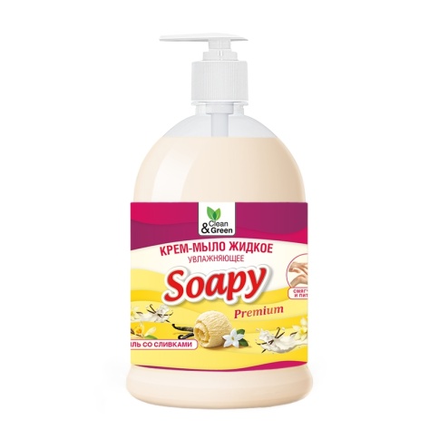 Крем-мыло жидкое "Soapy" Premium "ваниль со сливками" увлаж. с дозатором 1000 мл. Clean&Green CG8116 фото 2