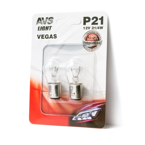 Лампа AVS Vegas в блистере 12V. P21/4W(BAZ15d) смещ.штифт 2шт. фото 1