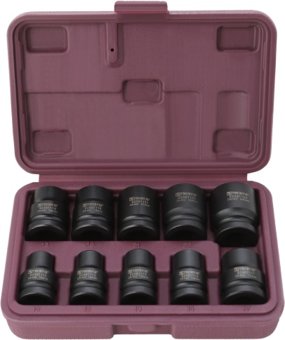 Набор головок торцевых ударных 1/2 DR, 10-24 мм, 10 предметов, Thorvik S23S1110S (54416) в кейсе фото 1