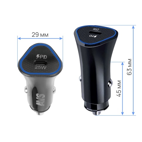 Автомобильное ЗУ AVS UC-725, 1 PD Type-C, 3.0 А, 25 Вт (A07316S) фото 3