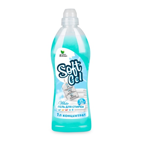 Гель для стирки "Soft Gel" для белых вещей (концентрат) 1000 мл. (ПЭТ) Clean&Green CG8297 фото 2