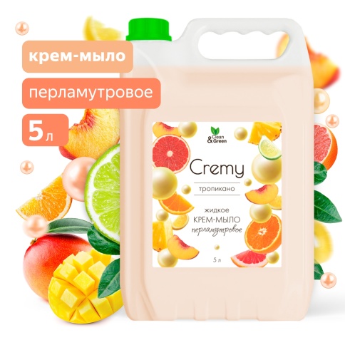 Крем-мыло жидкое с перламутром "Cremy" тропикано увлажняющее 5 л. Clean&Green CG8357 фото 1