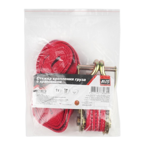 Стяжка крепления груза 6 м, 1 т, 35 мм с храповиком AVS SG-16 фото 8