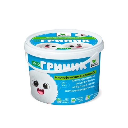 Кислородный пятновыводитель-отбеливатель-очиститель "Гриник" (порошок) 1 кг. Clean&Green CG8330 фото 3