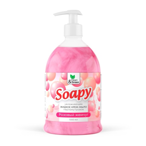 Крем-мыло жидкое с перламутром "Soapy" розовый жемчуг увлажн. с дозатор. 1000 мл. Clean&Green CG8310 фото 2