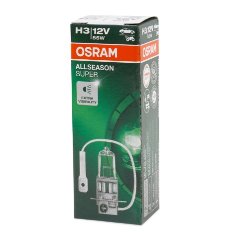 Автолампа галогенная H3 (55W PK22s +30%) ALLSEASON 12V 3200K OSRAM фото 1