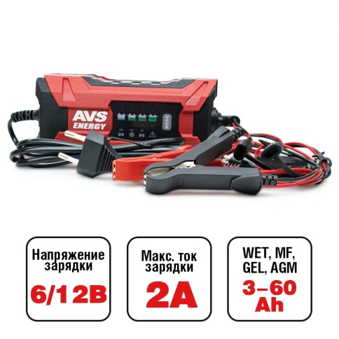 Зарядное устройство для автомобильного аккумулятора AVS BT-2S (2A, 25W) 6/12V  фото 1