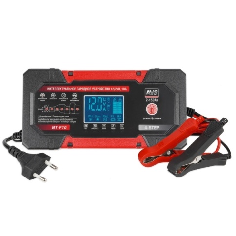 Интеллектуальное зарядное устройство для автомобильного аккумулятора AVS BT-F10 (10A) 12/24V уценка фото 1