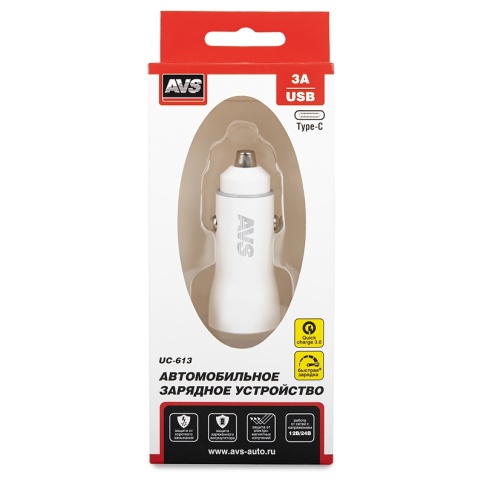 Автомобильное ЗУ AVS UC-613, 1 QC USB/1 PD Type-C, 6.0 А, 38 Вт (A40787S) фото 6