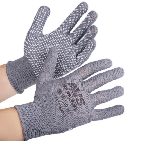 Перчатки нейлоновые с ПВХ (серые) 1 пара AVS RP-05 фото 2