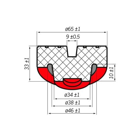 Опора резиновая для подкатного домкрата AVS RFJ-38S (D-65/38мм, H-33 мм) фото 4