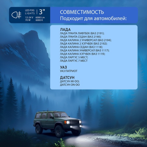 Фары противотуманные LED AVS PF-304L фото 4