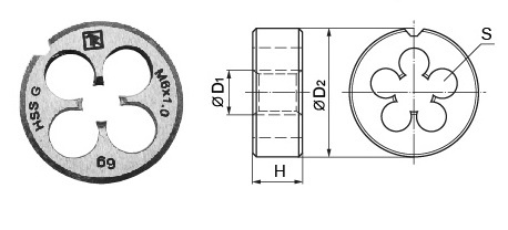 Плашка D-COMBO круглая ручная М5х0.8, HSS, Ф20х7 мм, Thorvik MD508 (52830) фото 1