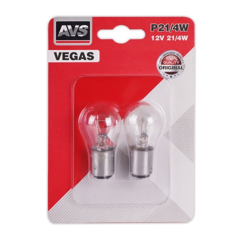 Лампа AVS Vegas в блистере 12V. P21/4W(BAZ15d) смещ.штифт 2шт. фото 1