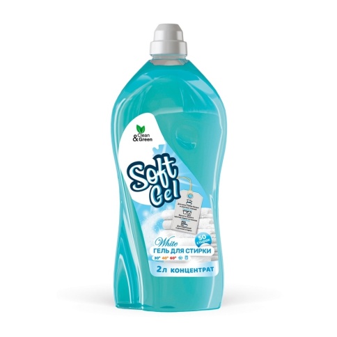 Гель для стирки "Soft Gel" для белых вещей (концентрат) 2 л. (ПЭТ) Clean&Green CG8274(уценка) фото 1