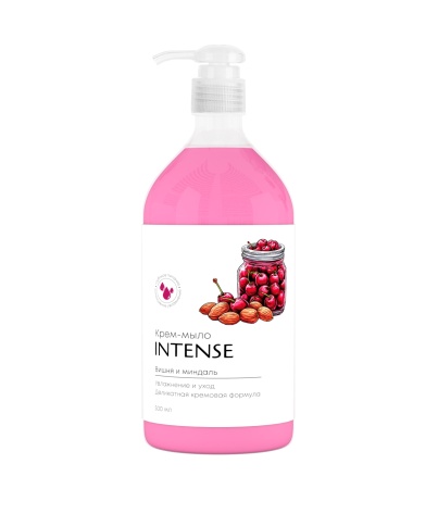 Жидкое крем-мыло INTENSE вишня и миндаль 500 мл. увлажняющее с дозатором Clean&Green CG8466 фото 1