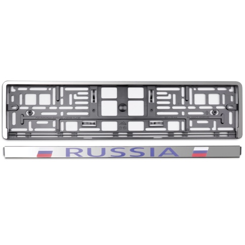 Рамка под номерной знак "Russia" (хром, синий) AVS RN-02 фото 2