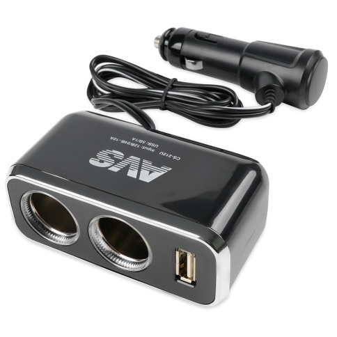 Разветвитель прикуривателя AVS 12/24 (на 2 выхода+USB) CS212U  фото 3