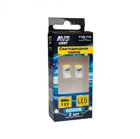 T109 T10/белый/ (W2.1x9.5d) COB 6 chip, блистер 2 шт. фото 1