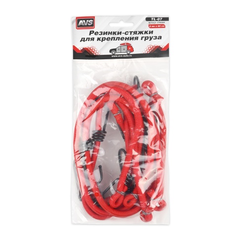 Резинка крепления груза 60 см х 8 мм, 5 шт (метал.крючки) AVS TL-07 фото 5