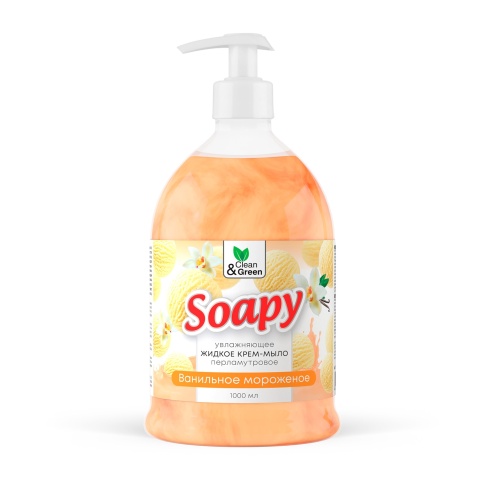 Крем-мыло жидкое с перламутром "Soapy" ванильное морож. увл. с дозатор. 1000 мл. Clean&Green CG8308 фото 2