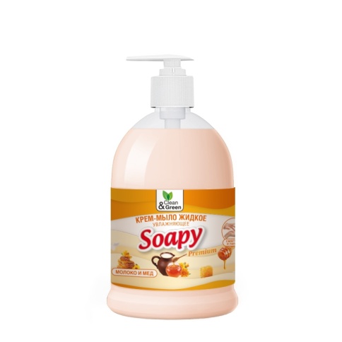 Крем-мыло жидкое "Soapy" Premium "молоко и мёд" увлажняющее с дозатором 500 мл. Clean&Green CG8098 фото 2