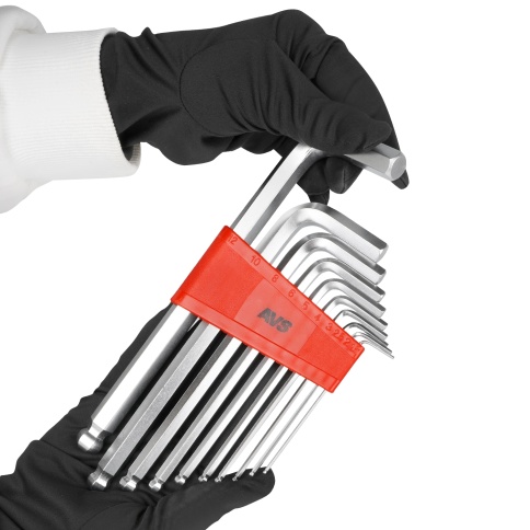 Набор ключей торцевых шестигранных шаровых 10 предметов (1,5-12мм) AVS HKS-10B фото 4