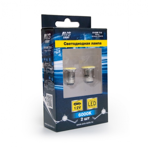 S103B T15/белый/ (BAY15d) COB 12chip 2 contact(1157) блистер 2 шт фото 1